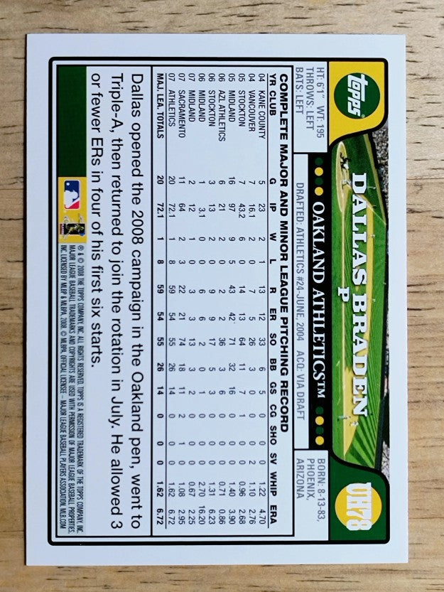 2008 Topps Update #UH78 Dallas Braden