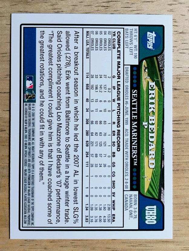2008 Topps Update #UH80 Erik Bedard
