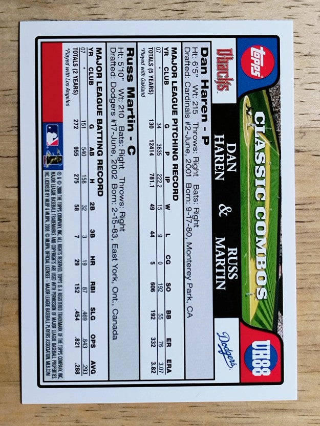 2008 Topps Update #UH88 Dan Haren/Russell Martin