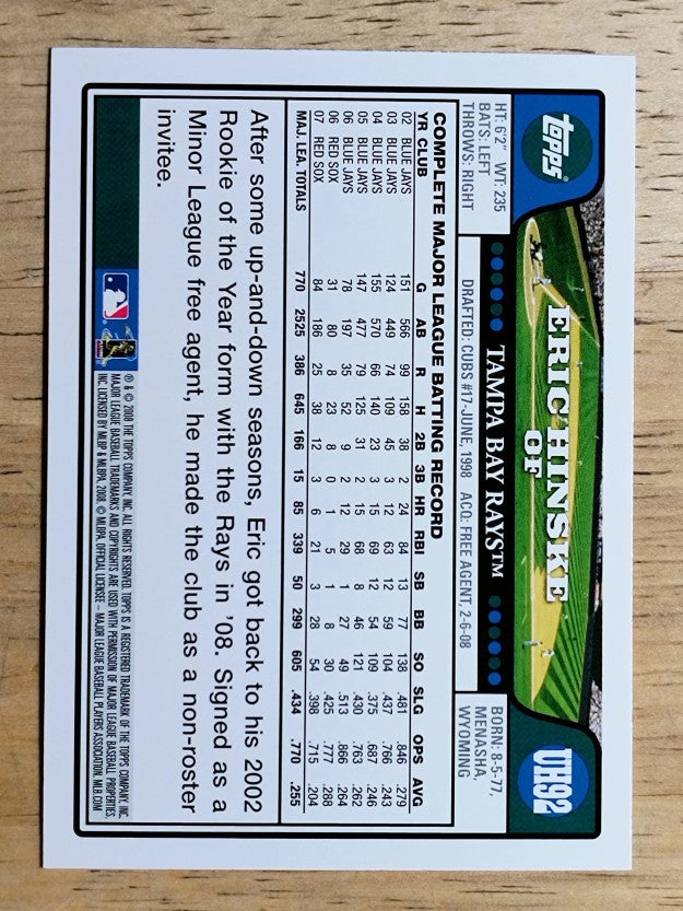 2008 Topps Update #UH92 Eric Hinske