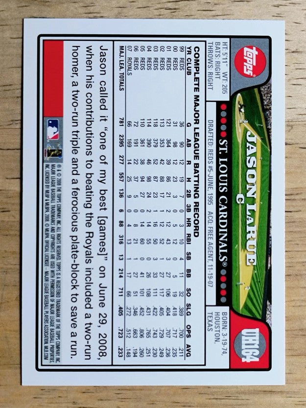 2008 Topps Update #UH164 Jason LaRue