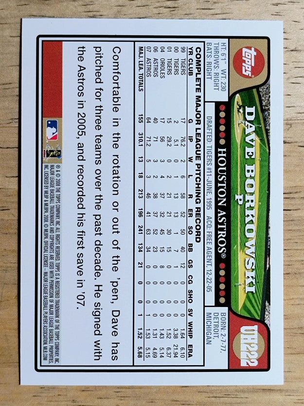 2008 Topps Update #UH222 Dave Borkowski
