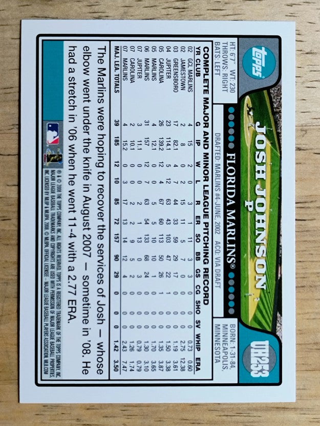 2008 Topps Update #UH253 Josh Johnson