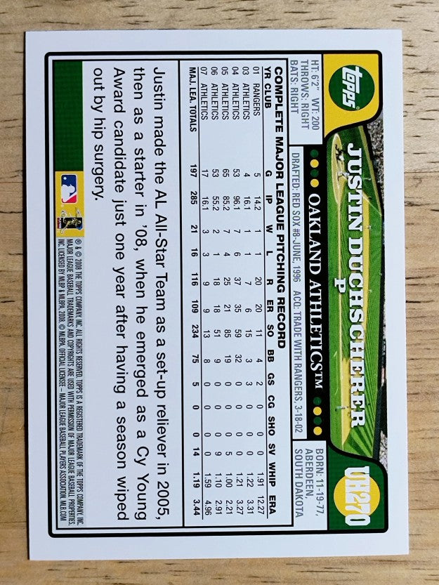 2008 Topps Update #UH270 Justin Duchscherer