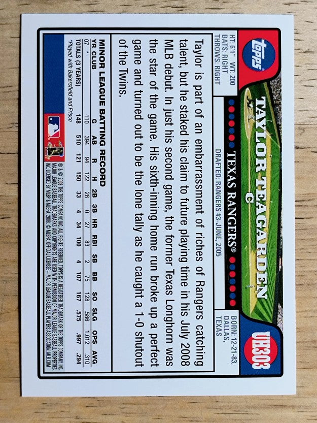 2008 Topps Update #UH303 Taylor Teagarden RC