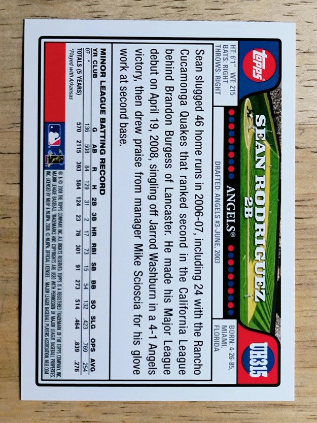 2008 Topps Update #UH315 Sean Rodriguez