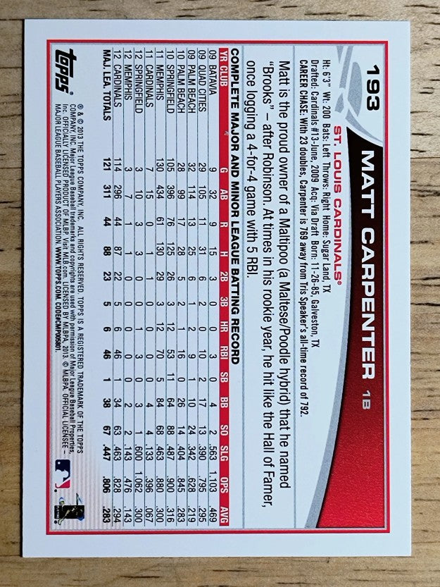2013 Topps Mini #193 Matt Carpenter