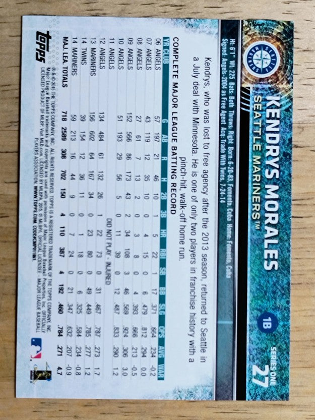 2015 Topps #27 Kendrys Morales
