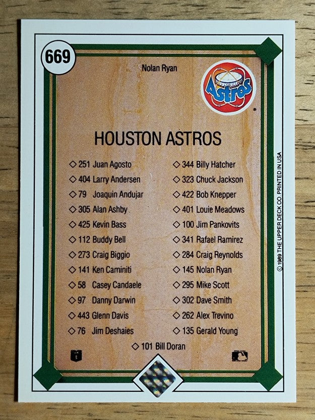 1989 Upper Deck #669 Nolan Ryan TC