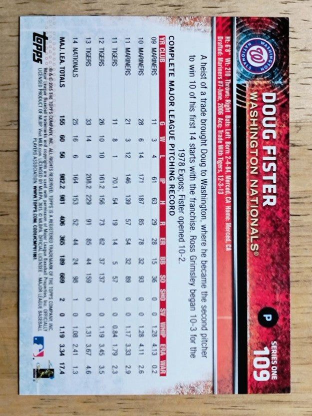 2015 Topps #109 Doug Fister