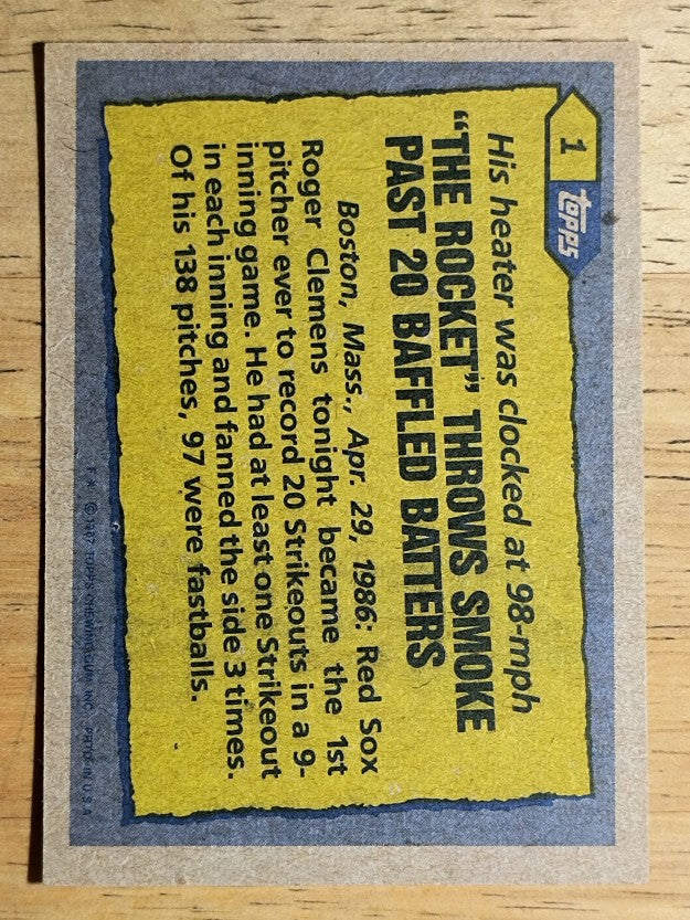 1987 Topps #1 Roger Clemens RB