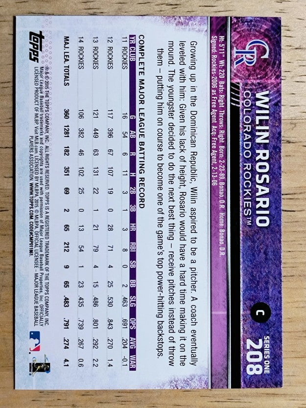 2015 Topps #208 Wilin Rosario