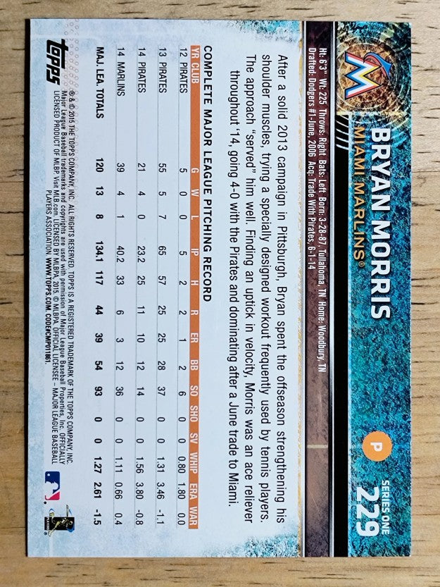 2015 Topps #229 Bryan Morris