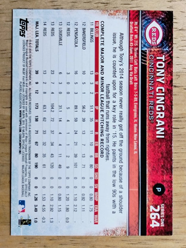 2015 Topps #264 Tony Cingrani