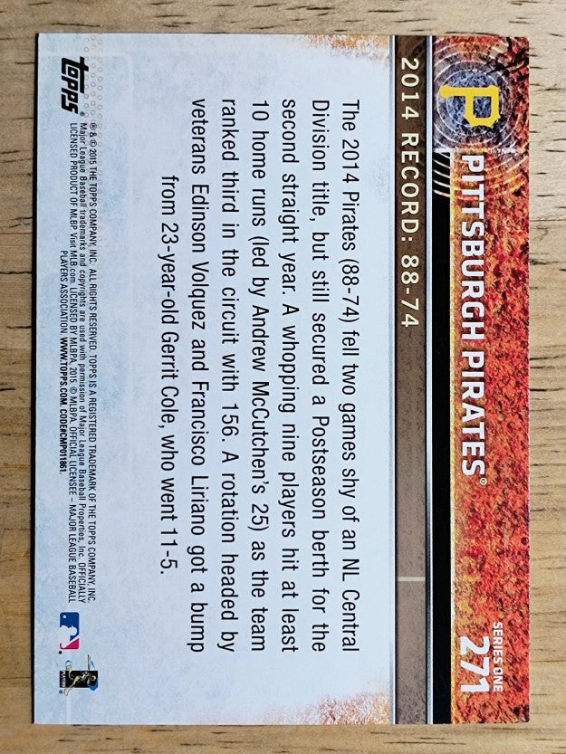 2015 Topps #271 Pittsburgh Pirates