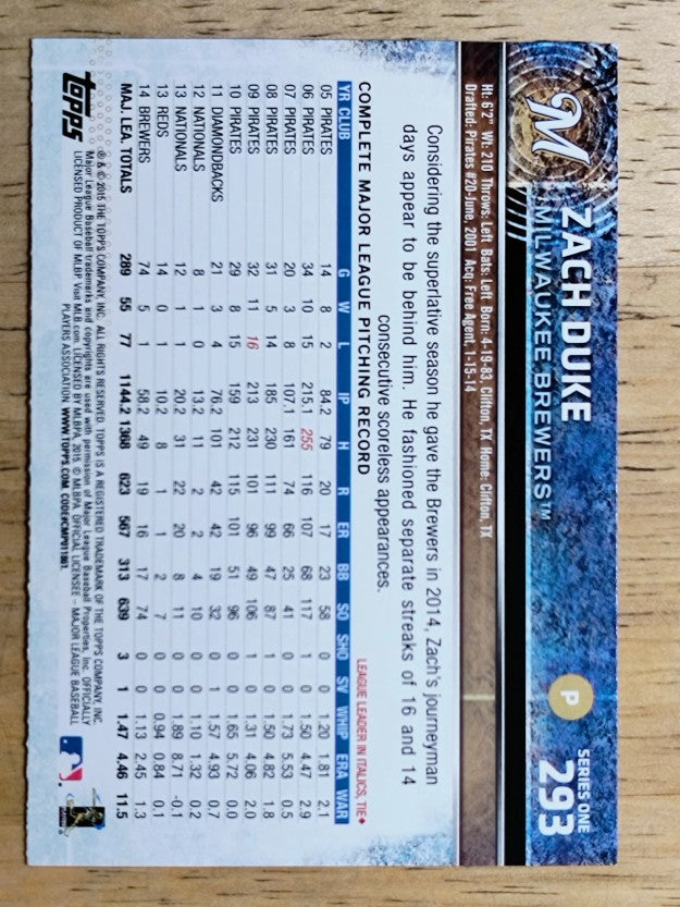 2015 Topps #293 Zach Duke
