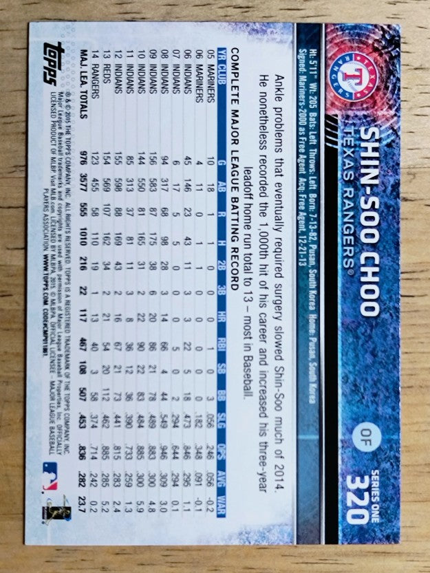 2015 Topps #320 Shin-Soo Choo