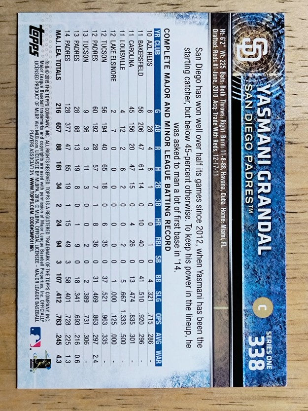 2015 Topps #338 Yasmani Grandal
