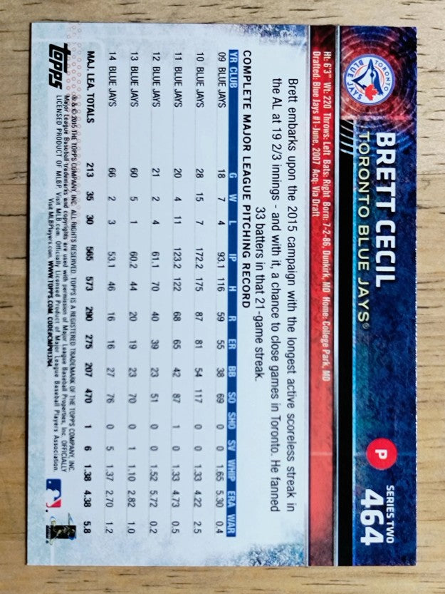 2015 Topps #464 Brett Cecil