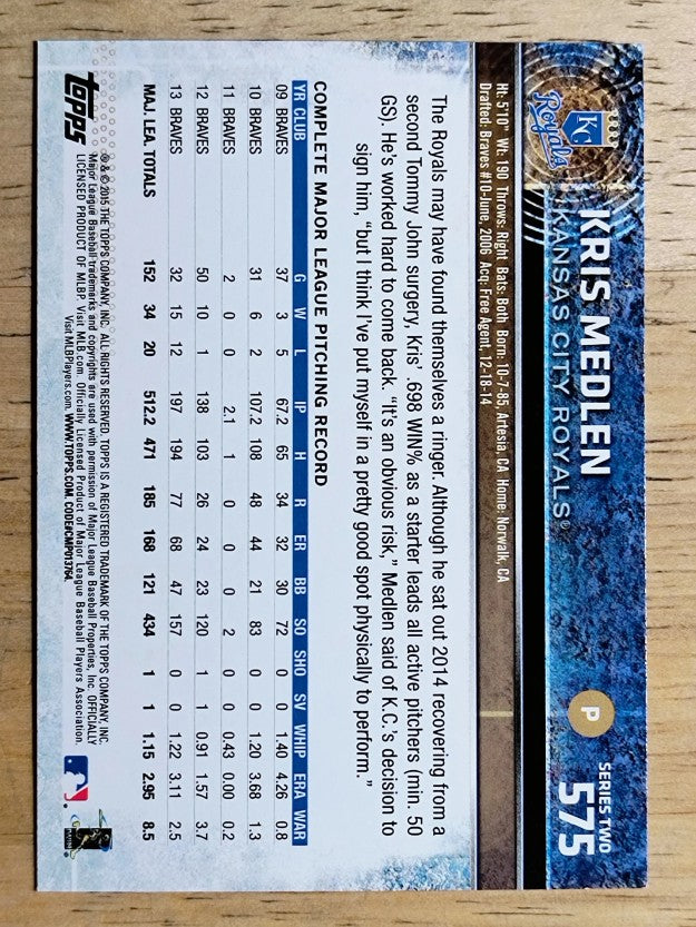 2015 Topps #575 Kris Medlen