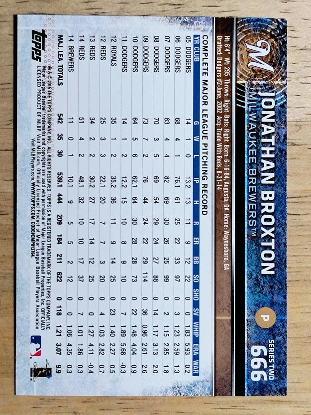 2015 Topps #666 Jonathan Broxton