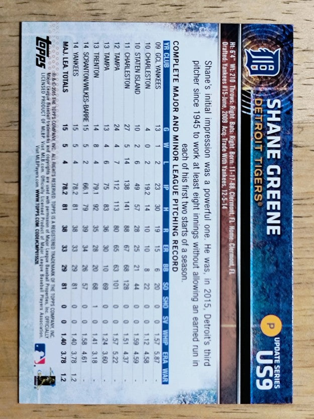 2015 Topps Update #US9 Shane Greene FS