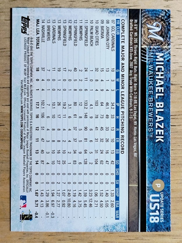 2015 Topps Update #US18 Michael Blazek