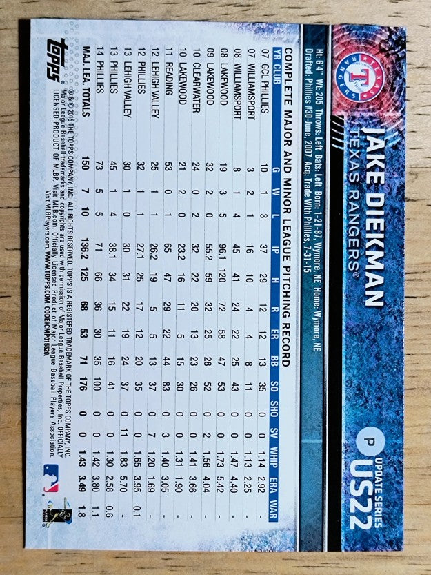 2015 Topps Update #US22 Jake Diekman