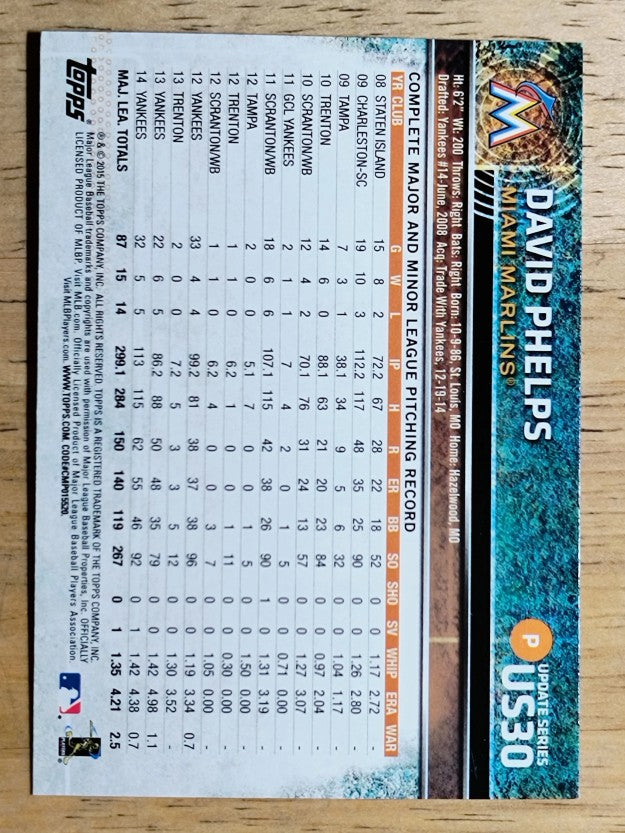 2015 Topps Update #US30 David Phelps
