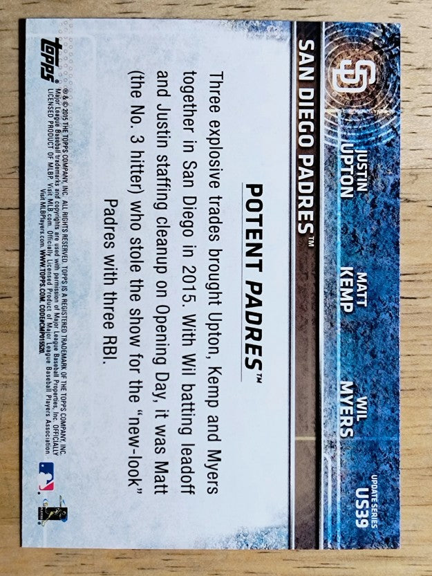 2015 Topps Update #US39 Potent Padres/Matt Kemp/Justin Upton/Wil Myers