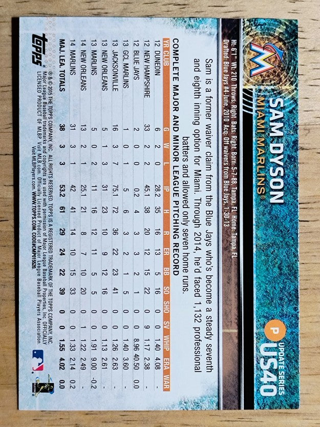 2015 Topps Update #US40 Sam Dyson RC