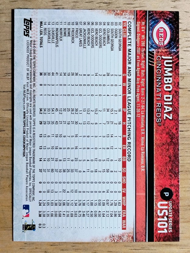 2015 Topps Update #US101 Jumbo Diaz RC