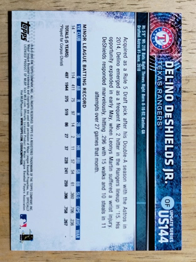 2015 Topps Update #US144 Delino DeShields Jr. RC