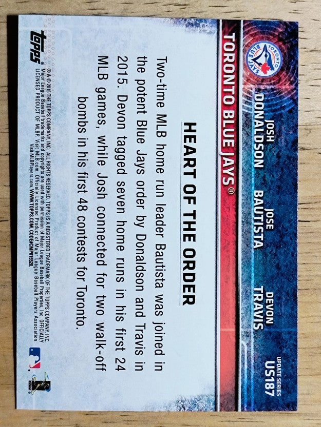2015 Topps Update #US187 Jose Bautista/Josh Donaldson/Devon Travis