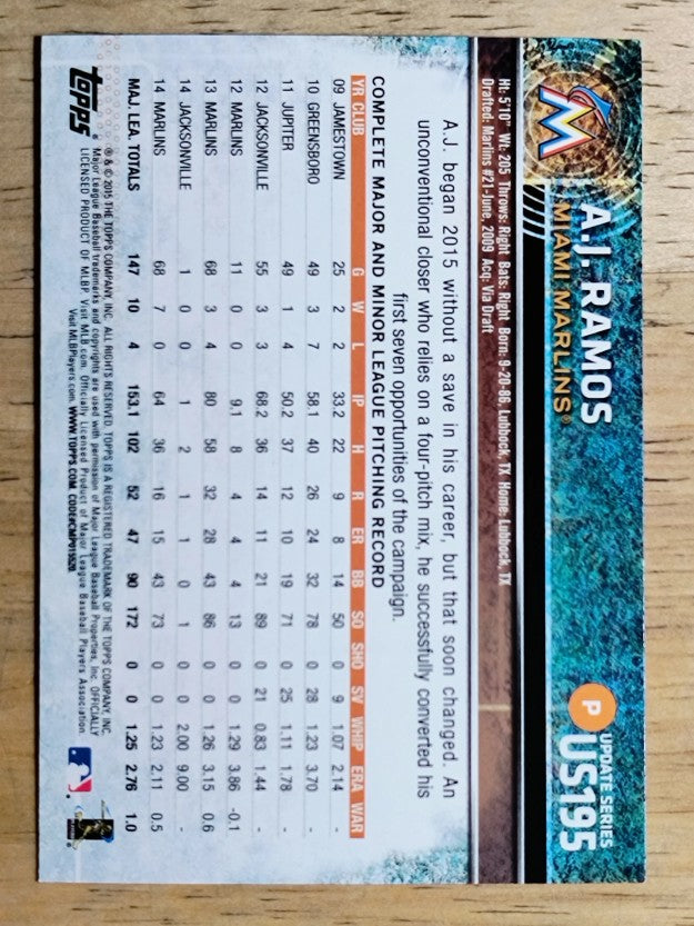 2015 Topps Update #US195 A.J. Ramos