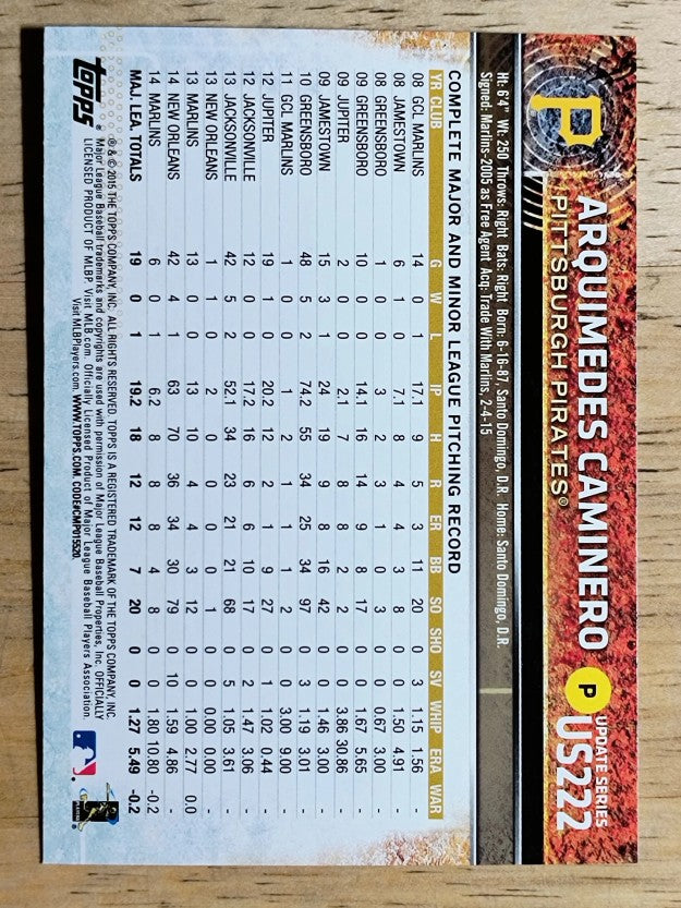 2015 Topps Update #US222 Arquimedes Caminero