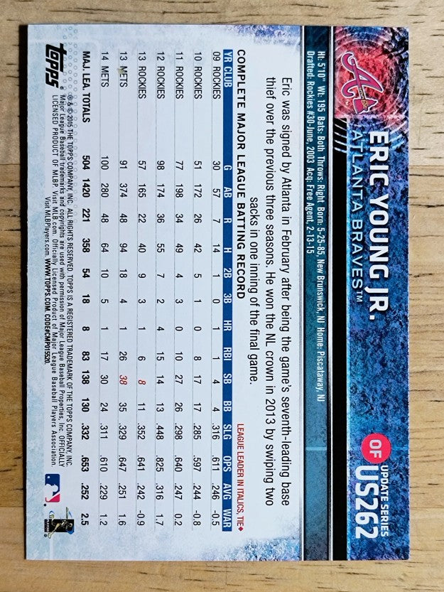 2015 Topps Update #US262 Eric Young Jr.