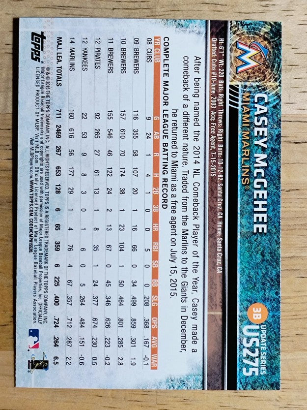 2015 Topps Update #US275 Casey McGehee