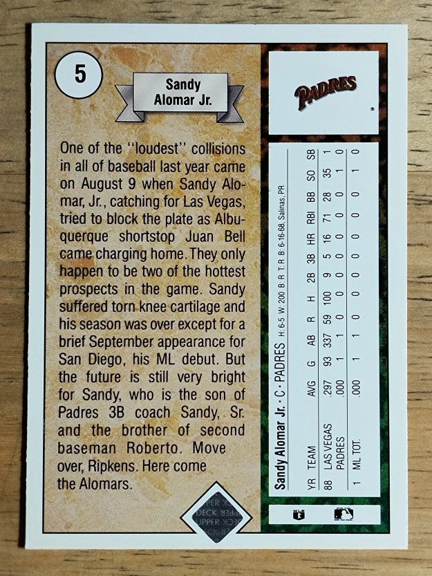 1989 Upper Deck #5 Sandy Alomar Jr. RC