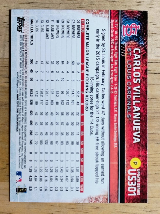 2015 Topps Update #US301 Carlos Villanueva