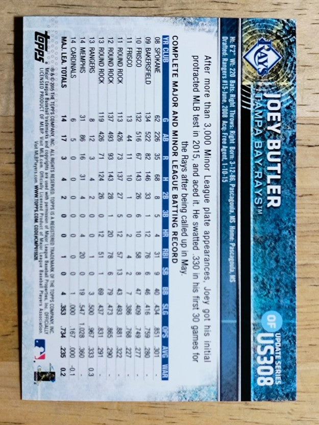 2015 Topps Update #US308 Joey Butler