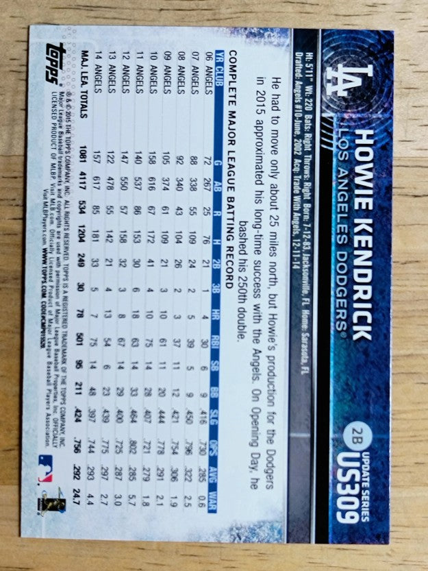 2015 Topps Update #US309A Howie Kendrick