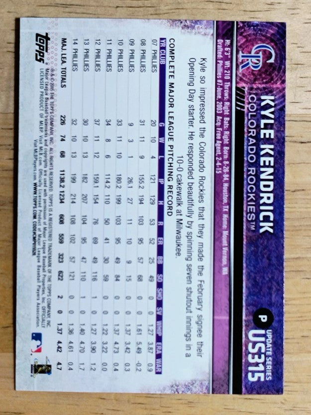 2015 Topps Update #US315 Kyle Kendrick