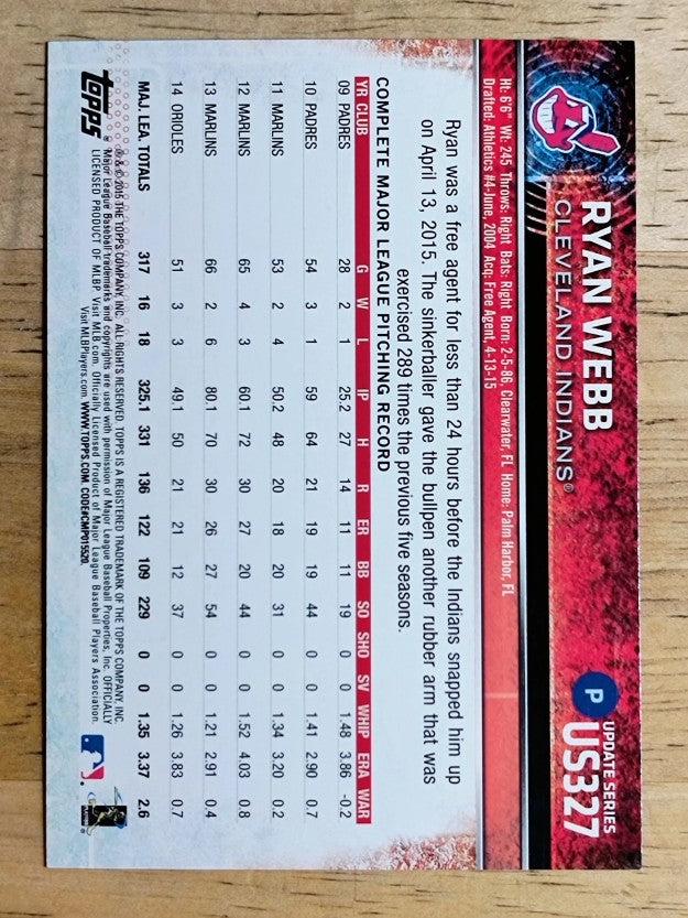 2015 Topps Update #US327 Ryan Webb