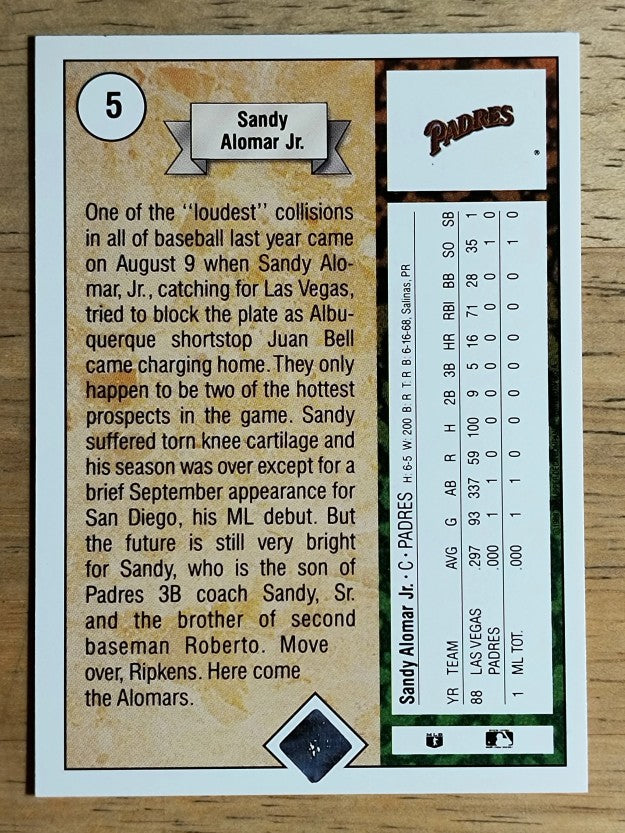 1989 Upper Deck #5 Sandy Alomar Jr. RC