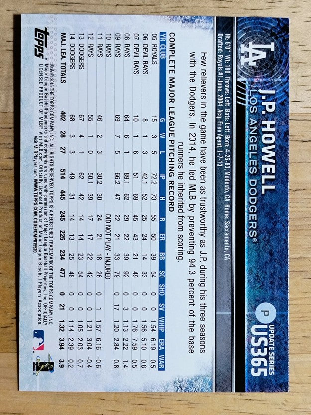 2015 Topps Update #US365 J.P. Howell