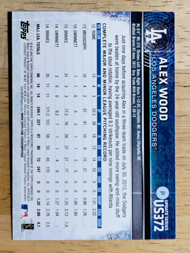 2015 Topps Update #US372 Alex Wood