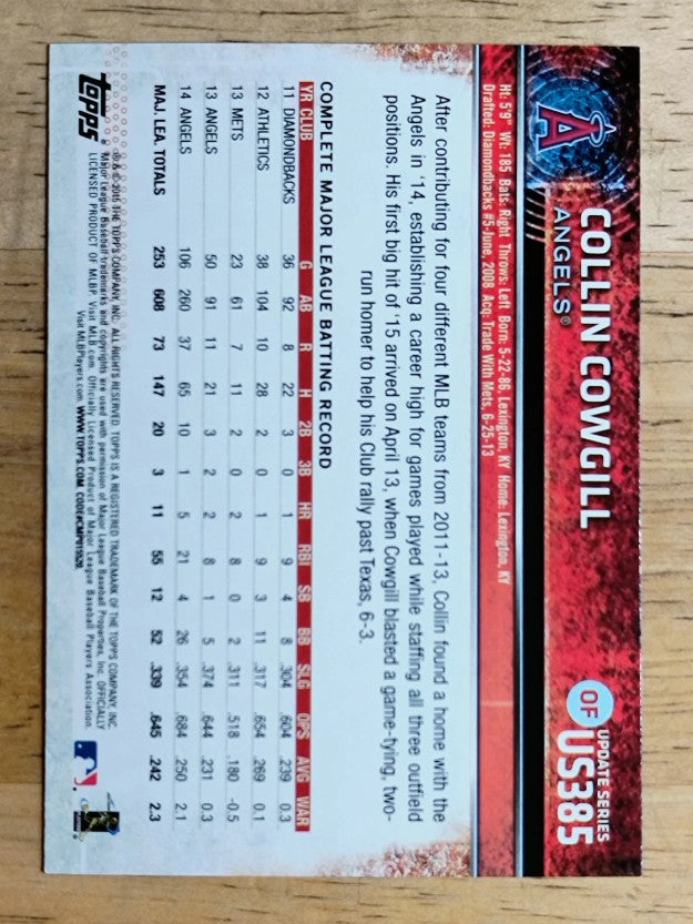 2015 Topps Update #US385 Collin Cowgill