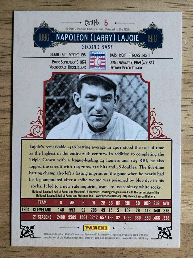 2012 Panini Cooperstown #5 Nap Lajoie