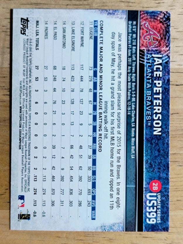 2015 Topps Update #US399 Jace Peterson
